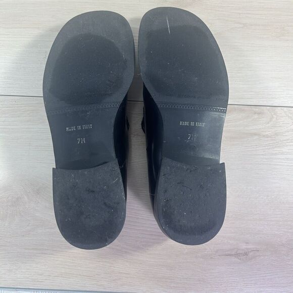 Ann Taylor Black Leather Cowhide Slip On Shoes Wms 7M Block Heel Classic Loafers - Picture 9 of 16